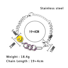 Load image into Gallery viewer, Stainless Steel Hip Hop Smiley Face Patchwork Cuban Diamond Planet Bracelet