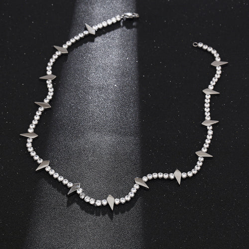 Stainless Steel Full Diamond Splicing Necklace