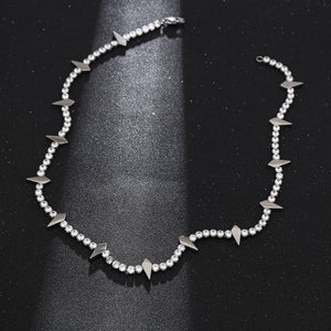 Stainless Steel Full Diamond Splicing Necklace