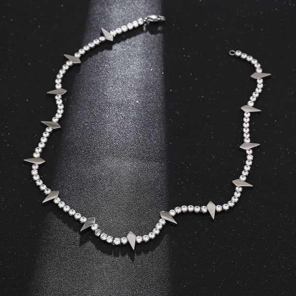 Stainless Steel Full Diamond Splicing Necklace