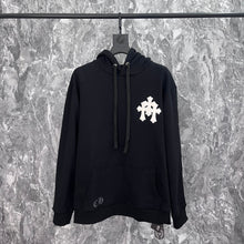 Load image into Gallery viewer, Shot the correct version of high street tide heavy industry cross leather hooded men&#39;s loose hoodie men and women the same