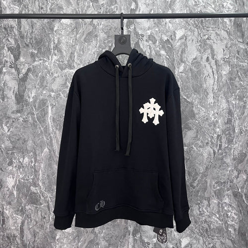 Shot the correct version of high street tide heavy industry cross leather hooded men's loose hoodie men and women the same