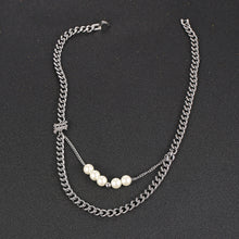 Load image into Gallery viewer, Stainless Steel Double Layered Letter Pearls Trend Necklace