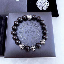 Load image into Gallery viewer, ch Kroheart vintage do old cross obsidian bracelet Hip Hop punk style couple bracelet