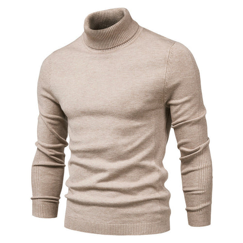 men sweater Solid color pullover turtleneck casual men sweater