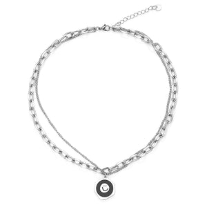 Stainless Steel Irregular Geometry Smiley Face Fashion Pendant Necklace