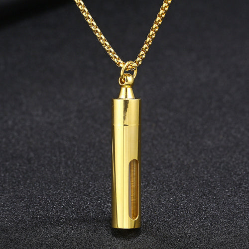 Stainless Steel Hollow Out Can Open Perfume Bottle And Essential Oil Bottle Fashion Pendant Necklace