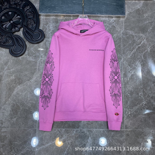 24ss correct version CH autumn and winter new graffiti flower arm embroidery hooded casual loose hoodie