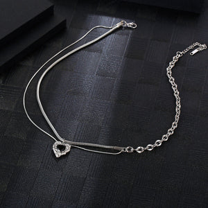 Stainless Steel Irregular Black Love Minimalism Pendant Necklace