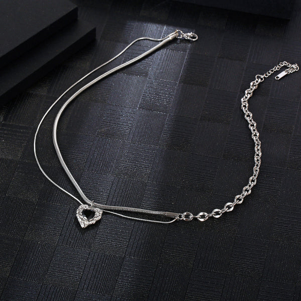Stainless Steel Irregular Black Love Minimalism Pendant Necklace