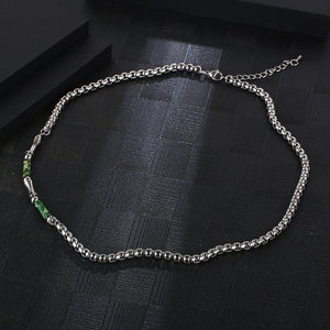 Stainless Steel Green Shell Bamboo Joint Splicing Pearl Chain Necklace
