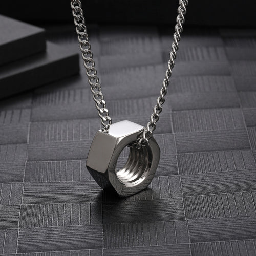 Stainless Steel Nut Minimalism Pendant Necklace