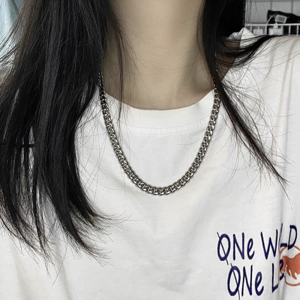Stainless Steel Cuban Hip Hop Trend  Chain Necklace