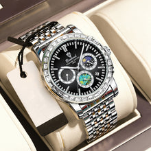 Load image into Gallery viewer, BINBOND men&#39;s watch Solid steel with moon phase luminous anti- quartz watch