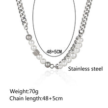 Load image into Gallery viewer, Stainless Steel Block Pearls Minimalism Fashion Necklace