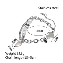 Load image into Gallery viewer, Stainless Steel Love Aritificial Pearls Fashion Bracelet