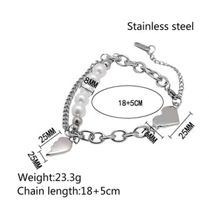 Stainless Steel Love Aritificial Pearls Fashion Bracelet