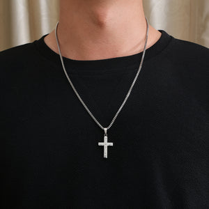 Stainless Steel Diamond Cross Hip Hop Pendant Necklace
