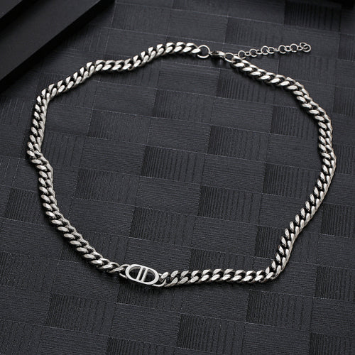 Stainless Steel Letter spliced Cuban Trend Chain Neckalce