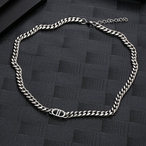 Stainless Steel Letter spliced Cuban Trend Chain Neckalce