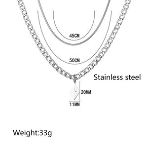Stainless Steel Double Layered Geometry Rhomb Cross Trend Necklace