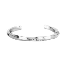 Load image into Gallery viewer, Stainless Steel European and American Vintage Twisted Spiral Never Give Up Open Fashion Bracelet