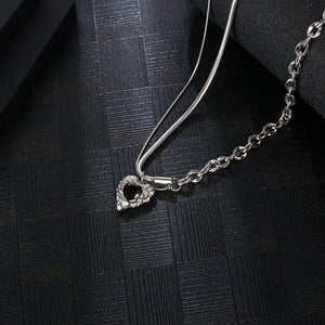 Stainless Steel Irregular Black Love Minimalism Pendant Necklace