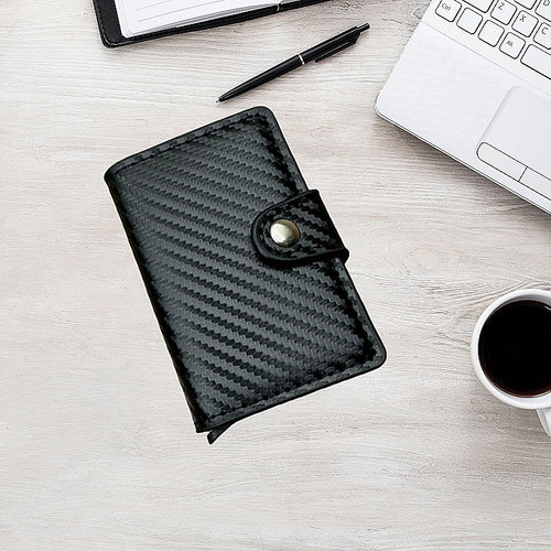 Fashion automatic push card bag le men's carbon fiber card bag metal aluminum box anti-theft wear-resistant card clip card bag