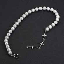 Load image into Gallery viewer, Stainless Steel Diamond Cross Reflective Pearls Splicing Men and Women Delicate Necklace