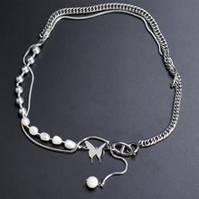 Load image into Gallery viewer, Stainless Steel Butterfly Pearls Splicing Necklace