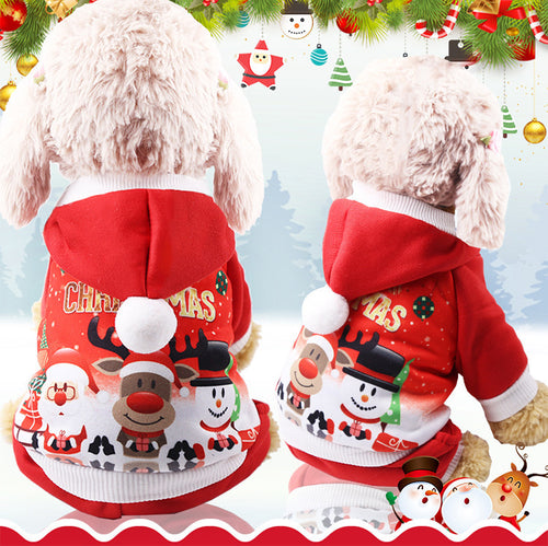 Four legs Christmas clothes dog clothes pet clothes cat clothes funny autumn and winter buttons