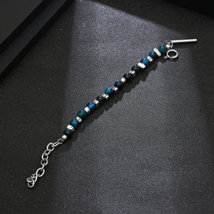 Stainless Steel Blue Natural Stone Bead Splicing Trend Bracelet