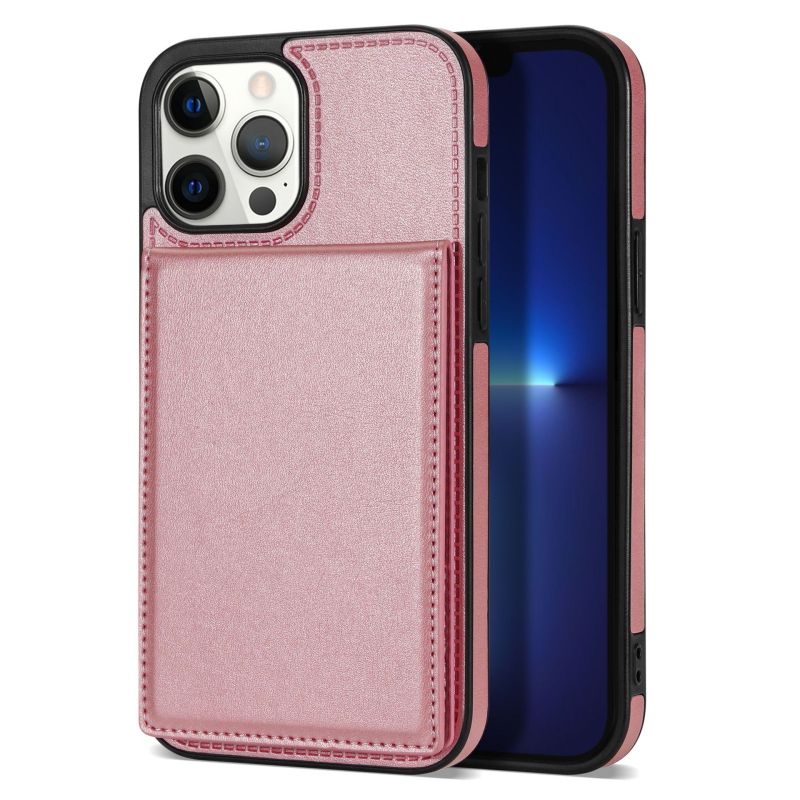 Suitable for iPhone14Pro flip card mobile phone protection case Apple 13 solid color skin up and down open phone case