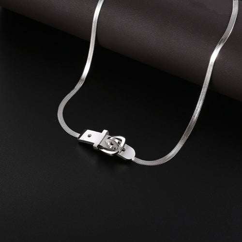 Stainless Steel Belt Buckle Minimalism Necklace