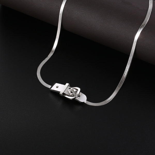 Stainless Steel Belt Buckle Minimalism Necklace