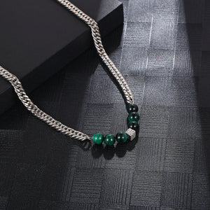 Stainless Steel Green Bead Splicing Minimalism Fashion Necklace