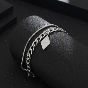 Stainless Steel Double Layer Geometric Rhomb Bracelet