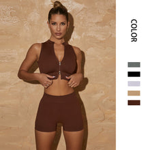 Load image into Gallery viewer, Hot fitness shorts set Yoga high-waisted shorts Women&#39;s sports bra underwear tights set