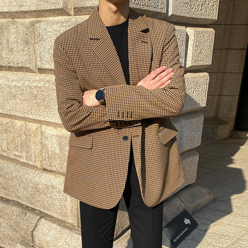 MYQ autumn new Korean version of youth plaid small suit trend handsome leisure suit men's coat top