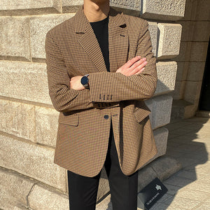 MYQ autumn new Korean version of youth plaid small suit trend handsome leisure suit men's coat top
