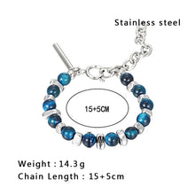 Load image into Gallery viewer, Stainless Steel Blue Natural Stone Bead Splicing Trend Bracelet