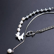 Load image into Gallery viewer, Stainless Steel Butterfly Pearls Splicing Necklace