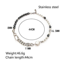 Load image into Gallery viewer, Stainless Steel Retro Black Gallstone Spliced Pearl Necklace