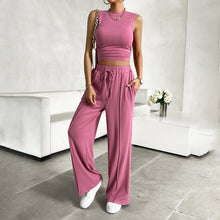 Load image into Gallery viewer, Di Yun women&#39;s spring and summer leisure round neck sleeveless shirt and trousers two-piece set