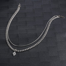 Load image into Gallery viewer, Stainless Steel Double Layered Geometry Rhomb Cross Trend Necklace