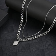 Load image into Gallery viewer, Stainless Steel Double Layered Geometry Rhomb Cross Trend Necklace