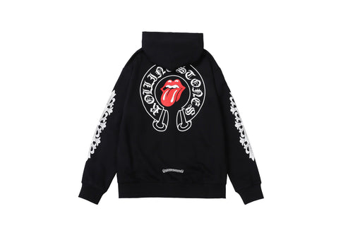 Blue lettering casual hoodie with zipper