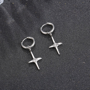 Stainless Steel Male and Female Personality Diamond Cross Earring