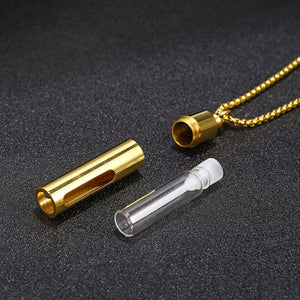 Stainless Steel Hollow Out Can Open Perfume Bottle And Essential Oil Bottle Fashion Pendant Necklace