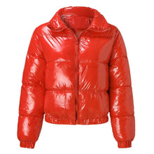 Load image into Gallery viewer, Autumn and winter cotton-padded jacket bright metal short women&#39;s cotton-padded jacket